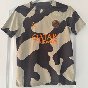 Jordan Kids PSG Camouflage Jersey - Black and Cream with Orange Accents